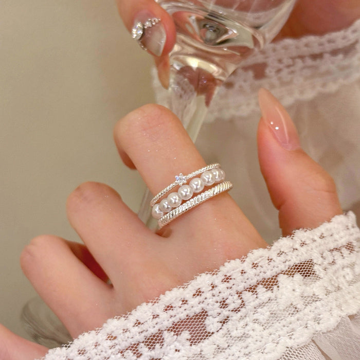 French Vintage Pearl Beaded Ring For Women