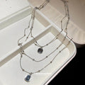 Old Money Geometric Square Rhinestone Alloy Long Necklace For Women Minimalist Clavicle Chain view 4