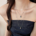 Old Money Geometric Square Rhinestone Alloy Long Necklace For Women Minimalist Clavicle Chain view 3
