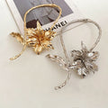 Old Money Alloy Lily Of The Valley Flower Leaf Choker Necklace With Crinkled Metal Design view 4