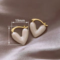 Light Luxury Pink Enamel Heart Earrings, Sweet Fresh Heart Shape Ear Cuffs, Niche Commuter Jewelry view 4