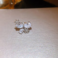 French Sparkling Zircon Butterfly Copper Clip-on Earrings For Women, Elegant Non-Pierced Ear Cuffs view 4