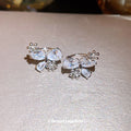 French Sparkling Zircon Butterfly Copper Clip-on Earrings For Women, Elegant Non-Pierced Ear Cuffs view 2