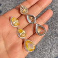 Luxury Yellow Diamond Water Drop Dangle Earrings Full Zircon Long Earrings For Wedding Banquet view 3