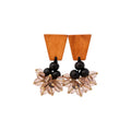 Vintage Ethnic Wood Stud Earrings With Natural Crystal Flower Cluster Geometric Design view 5