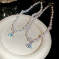 Old Money Style Imitation Pearl Zircon Saturn Star Geometric Collarbone Necklace view 3