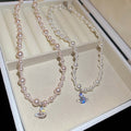 Old Money Style Imitation Pearl Zircon Saturn Star Geometric Collarbone Necklace view 1