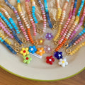 Colorful Artificial Crystal Beaded Flower Necklace For Women Sweet Pastoral Collarbone Choker view 2
