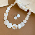 Summer Resort Style Shell Round Earrings And Collarbone Necklace Jewelry Set For Women view 4