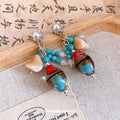 Bohemian Geometric Tassel Stud Earrings With Zircon And Faux Crystal Beads view 4