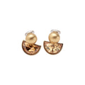 French Vintage Rhinestone Semi-Circle Copper Clip-on Earrings, Minimalist Geometric Round Style view 5