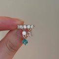 Light Luxury Copper Zircon Iris Flower Clip-on Earrings Geometric No-Piercing Ear Cuffs view 2