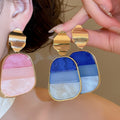 Acrylic Square Stud Earrings With Silver Posts, Artsy Geometric Statement Design view 1