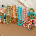Modern Minimalist Acrylic Round Beaded Necklace Bracelet Jewelry Set For Women view 4