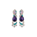 Vintage Enamel Zircon Teardrop Copper Stud Earrings Light Luxury Palace Style Jewelry view 5