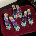 Vintage Enamel Zircon Teardrop Copper Stud Earrings Light Luxury Palace Style Jewelry view 1