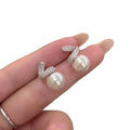 Light Luxury Geometric Faux Pearl Zircon Stud Earrings With Silver Needles view 5