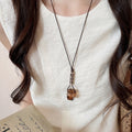 Brown Heart Floral Star Resin Sweater Necklace For Women Casual Ethnic Style Clavicle Chain view 3