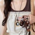 Brown Heart Floral Star Resin Sweater Necklace For Women Casual Ethnic Style Clavicle Chain view 1