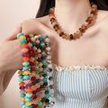 Maillard Style Acrylic Round Beaded Necklace Bracelet Jewelry Set For Minimalist OL Fashion view 1