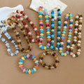 Maillard Style Acrylic Round Beaded Necklace Bracelet Jewelry Set For Minimalist OL Fashion view 2