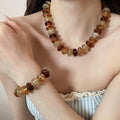 Maillard Style Acrylic Round Beaded Necklace Bracelet Jewelry Set For Minimalist OL Fashion view 3