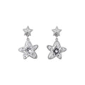 Light Luxury Shell Star Stud Earrings With Rhinestone Inlay, Cute Sweet Fashion Jewelry view 5