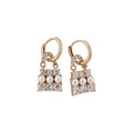 Light Luxury Alloy Rhinestone Handbag Pearl Geometric Earrings For Women view 5