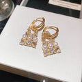 Light Luxury Alloy Rhinestone Handbag Pearl Geometric Earrings For Women view 4