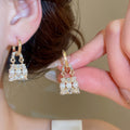 Light Luxury Alloy Rhinestone Handbag Pearl Geometric Earrings For Women view 1