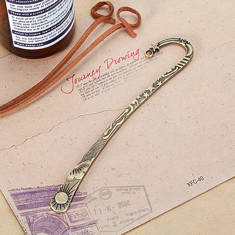Vintage Sun Moon Star Alloy Hair Stick Bookmark 123x23mm