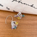 Rainbow Tone Hollow Floral Artificial Crystal Hook Earrings For Women Vacation Style view 4