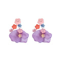 Chiffon Flower Resin Stud Earrings For Women Sweet Summer Vacation Style Floral Ear Jewelry view 5