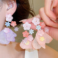 Chiffon Flower Resin Stud Earrings For Women Sweet Summer Vacation Style Floral Ear Jewelry view 1