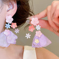 Chiffon Flower Resin Stud Earrings For Women Sweet Summer Vacation Style Floral Ear Jewelry view 3