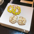 Light Luxury Rhinestone Resin Flower Earrings White Floral Ear Cuff Style Forest Fresh Jewelry view 1