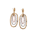 Vintage Hollow Oval Copper Metal Drop Earrings European Minimalist Geometric Stud Style view 5