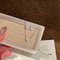 Korean Sparkling Zircon Heart Copper Jewelry Set With Stud Earrings Necklace Bracelet view 4