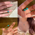 Korean Sparkling Zircon Heart Copper Jewelry Set With Stud Earrings Necklace Bracelet view 3
