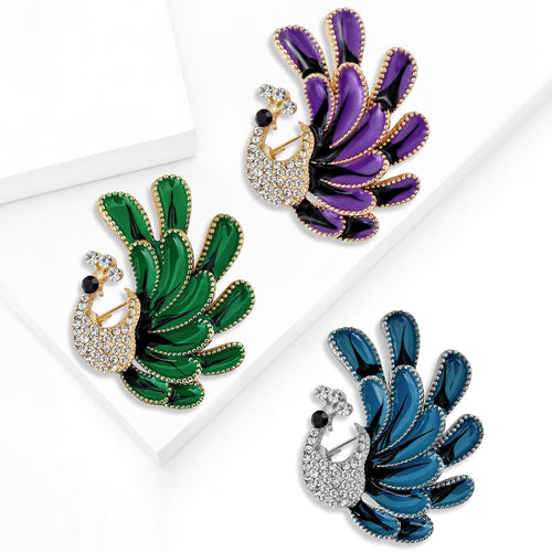 Alloy Enamel Peacock Brooch Pin For Fashion Animal Clothing Decoration