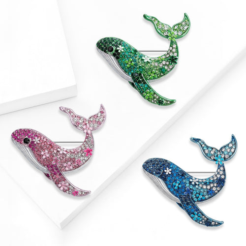 Alloy Rhinestone Whale Brooch For Cute Ocean Animal Accessories