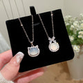 Korean Style Copper Zirconia Bow Necklace, Light Luxury Geometric Sweet Collarbone Jewelry view 4