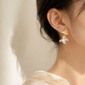 Elegant French Gold Alloy 3D Butterfly Drop Dangle Earrings For Women Light Luxury Statement Earrings view 3