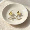 Elegant French Gold Alloy 3D Butterfly Drop Dangle Earrings For Women Light Luxury Statement Earrings view 4