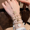 Bohemian Alloy Shell Starfish Pearl Bangle Island Vacation Style Women's Bracelet view 3