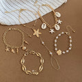 Bohemian Alloy Shell Starfish Pearl Bangle Island Vacation Style Women's Bracelet view 4