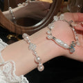 Korean Light Luxury Faux Baroque Pearl Beaded Bangle With Irregular Geometric Round Design view 1