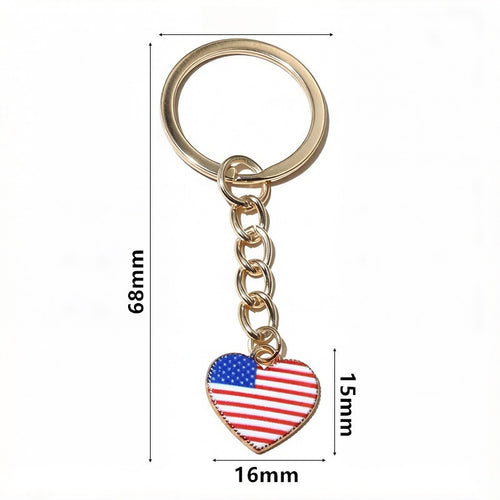 Alloy Enamel Heart Flag Charm With 25mm Key Ring For DIY Jewelry Keychain Accessories
