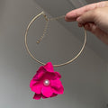 Sweet Cool Floral Pearl Iron Choker Necklace For Women Fashion Niche Flower Design view 2