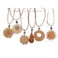 Bohemian Leather Cord Rattan Woven Teardrop Floral Pendant Sweater Necklace for Women view 5